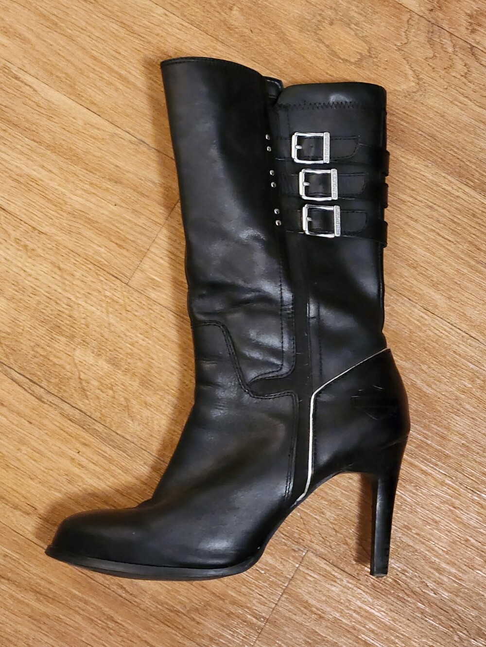 Harley-Davidson Women's Leather Mid-Calf Buckle Heeled Boots